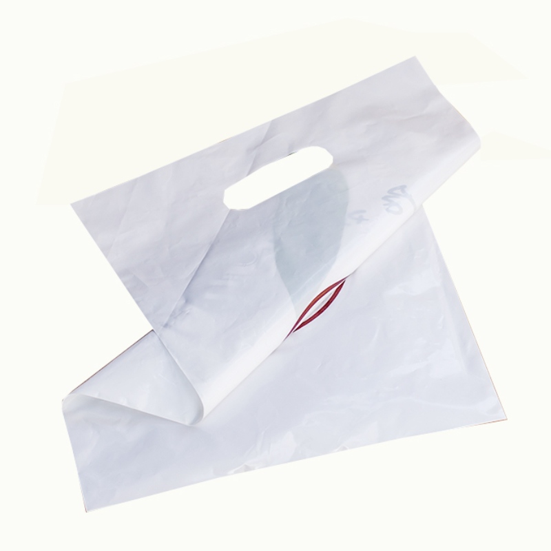 Die cut Handle ช้อปปิ้งบรรจุภัณฑ์ถุงพลาสติก hdpe สีขาว